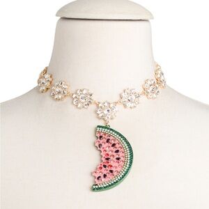 Betsey Johnson Pink and Green Watermelon Necklace